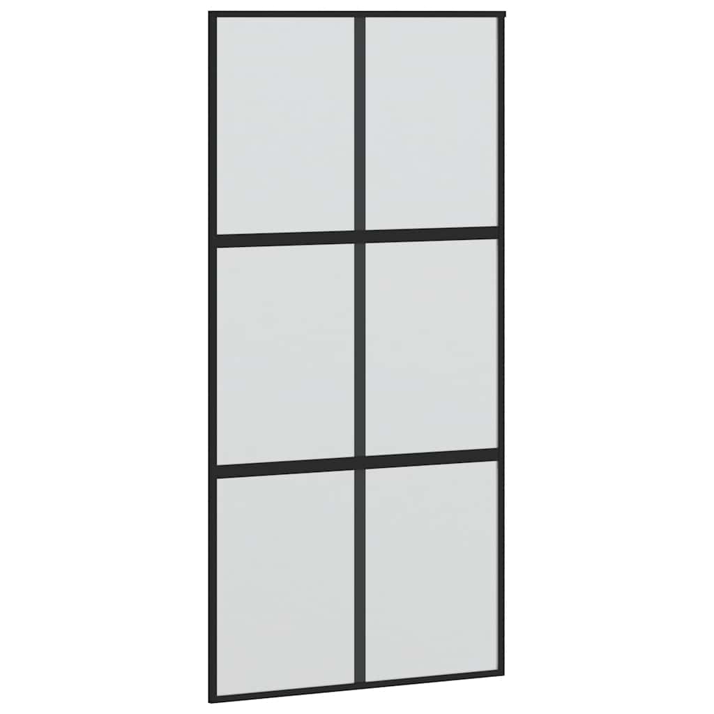 Porta Scorrevole Ferramenta Nera 102,5x205 cm Vetro Temperato