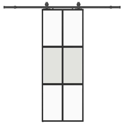 Porta Scorrevole Set Ferramenta Nera 76x205 cm Vetro Temperato