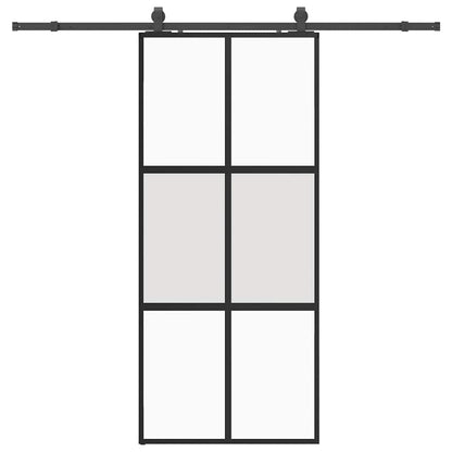 Porta Scorrevole Set Ferramenta Nera 90x205 cm Vetro Temperato