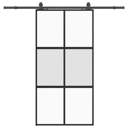 Porta Scorrevole Ferramenta Nera 102,5x205 cm Vetro Temperato