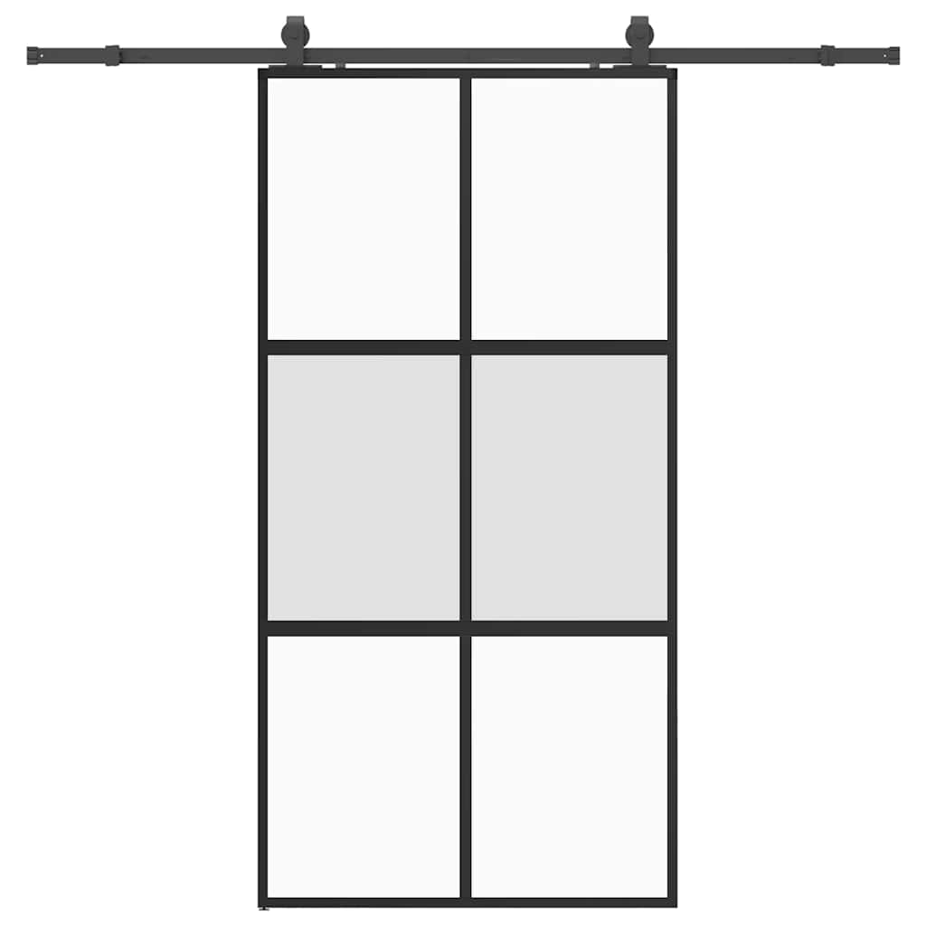 Porta Scorrevole Ferramenta Nera 102,5x205 cm Vetro Temperato