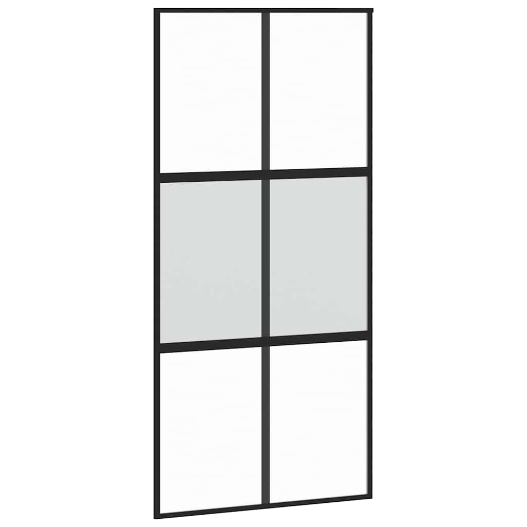 Porta Scorrevole Ferramenta Nera 102,5x205 cm Vetro Temperato