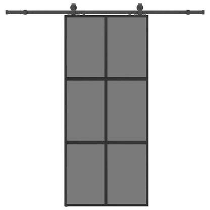 Porta Scorrevole Set Ferramenta Nera 90x205 cm Vetro Temperato