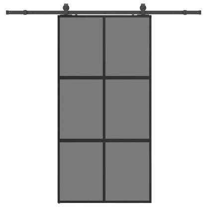 Porta Scorrevole Ferramenta Nera 102,5x205 cm Vetro Temperato
