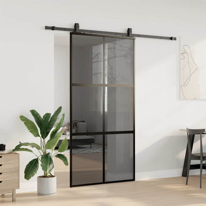 Porta Scorrevole Ferramenta Nera 102,5x205 cm Vetro Temperato