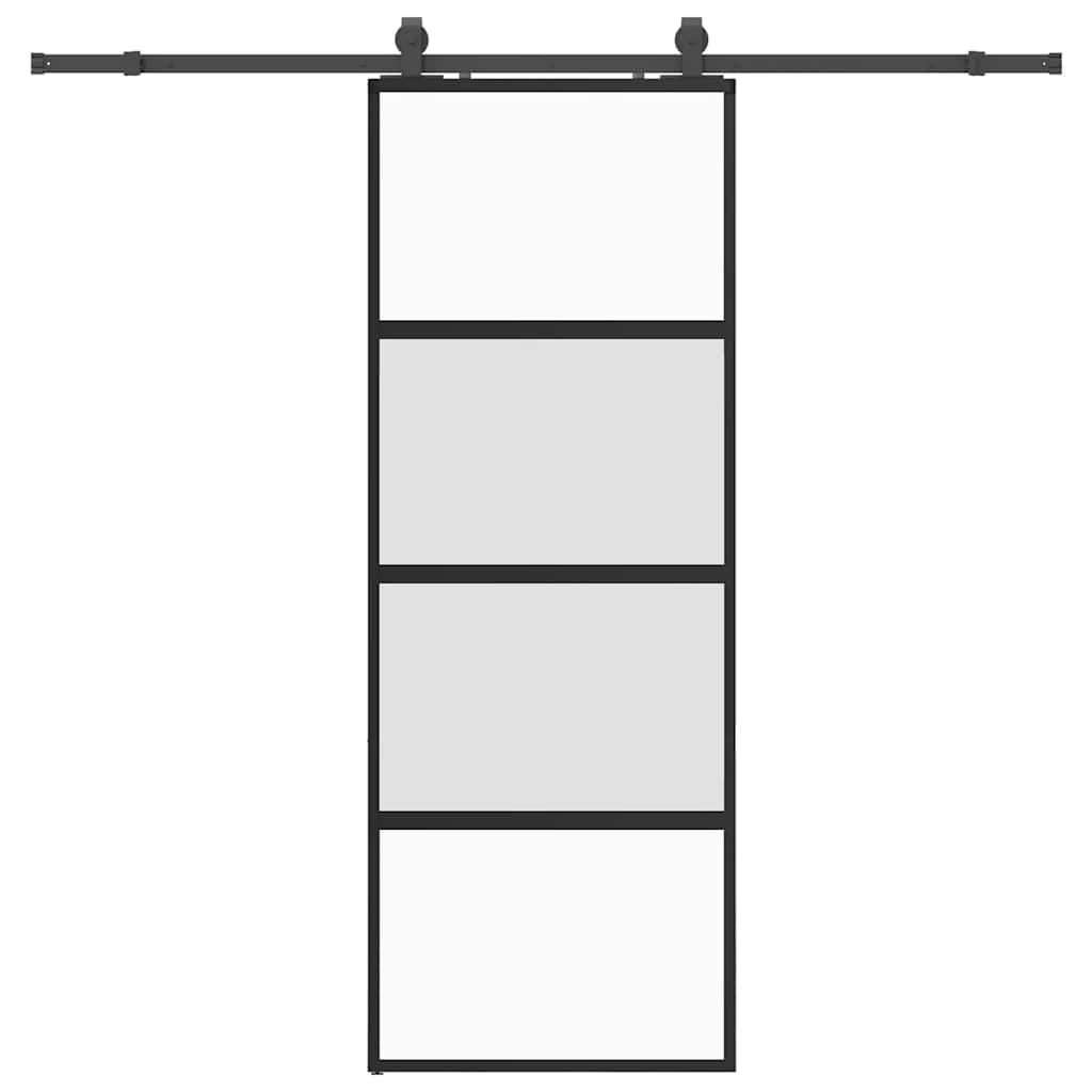 Porta Scorrevole Set Ferramenta Nera 76x205 cm Vetro Temperato