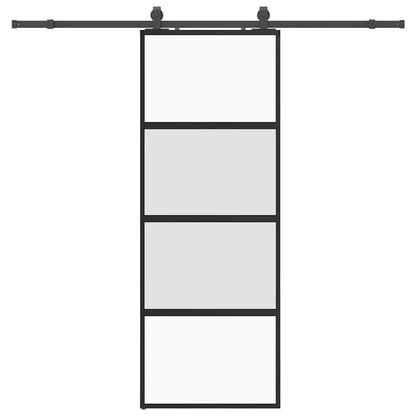 Porta Scorrevole Set Ferramenta Nera 76x205 cm Vetro Temperato