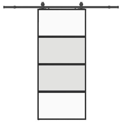 Porta Scorrevole Set Ferramenta Nera 90x205 cm Vetro Temperato