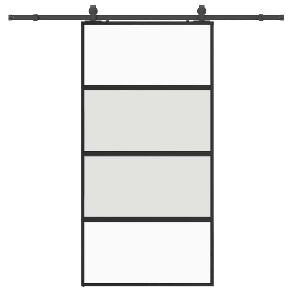 Porta Scorrevole Ferramenta Nera 102,5x205 cm Vetro Temperato