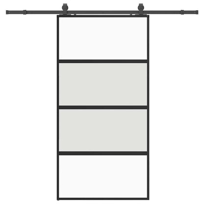 Porta Scorrevole Ferramenta Nera 102,5x205 cm Vetro Temperato