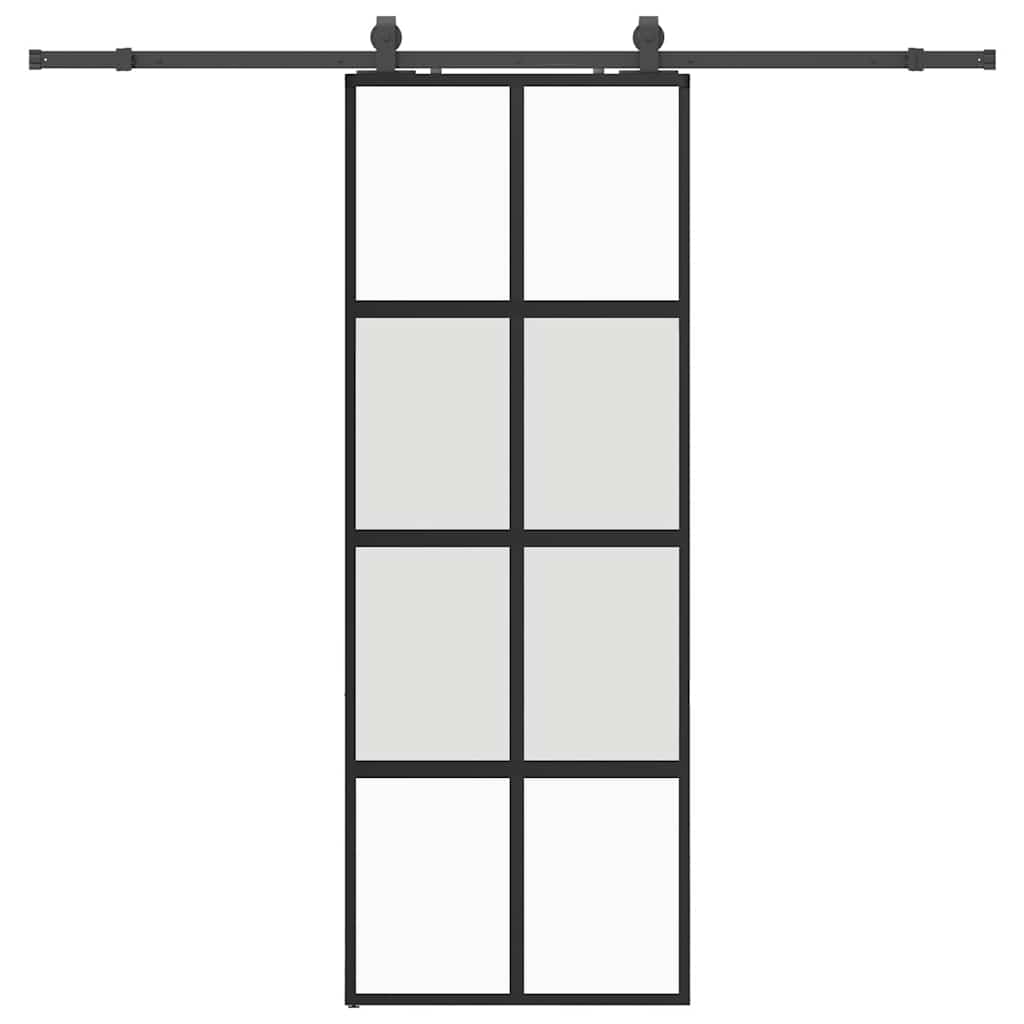Porta Scorrevole Set Ferramenta Nera 76x205 cm Vetro Temperato