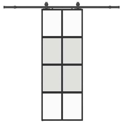 Porta Scorrevole Set Ferramenta Nera 76x205 cm Vetro Temperato