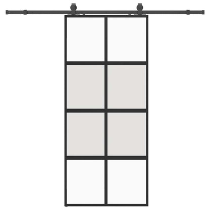 Porta Scorrevole Set Ferramenta Nera 90x205 cm Vetro Temperato
