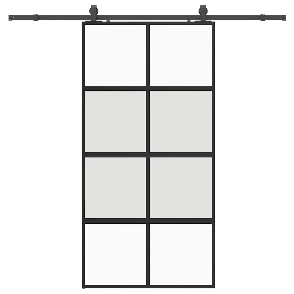 Porta Scorrevole Ferramenta Nera 102,5x205 cm Vetro Temperato