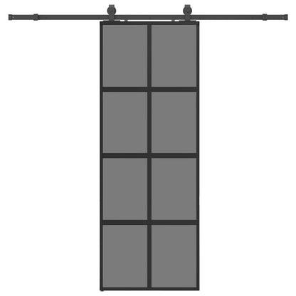 Porta Scorrevole Set Ferramenta Nera 76x205 cm Vetro Temperato
