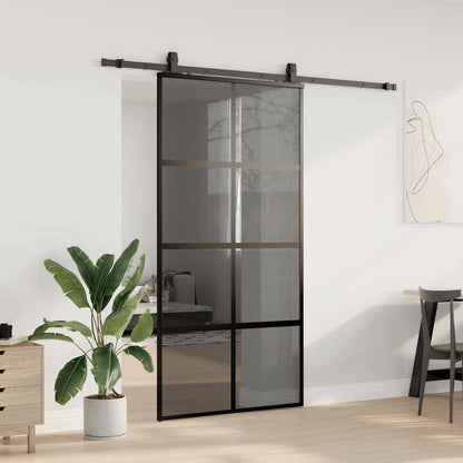 Porta Scorrevole Ferramenta Nera 102,5x205 cm Vetro Temperato