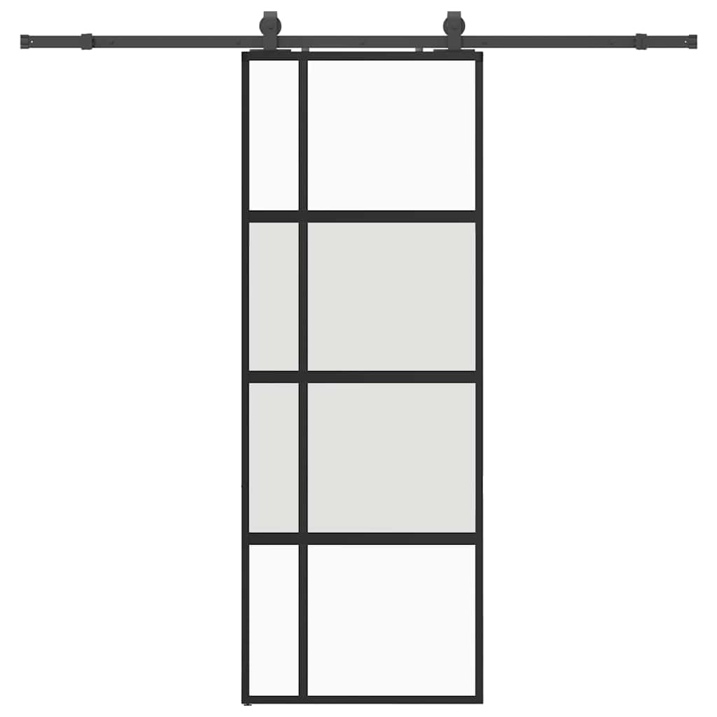 Porta Scorrevole Set Ferramenta Nera 76x205 cm Vetro Temperato