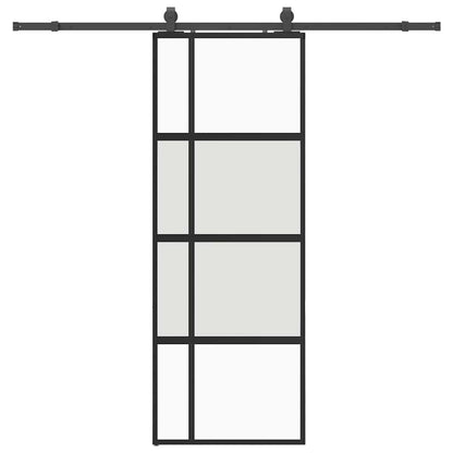 Porta Scorrevole Set Ferramenta Nera 76x205 cm Vetro Temperato