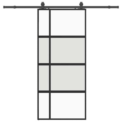 Porta Scorrevole Set Ferramenta Nera 90x205 cm Vetro Temperato