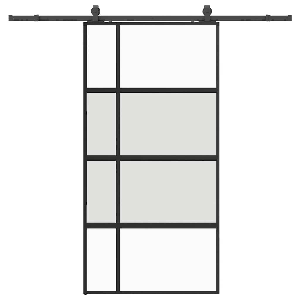 Porta Scorrevole Ferramenta Nera 102,5x205 cm Vetro Temperato