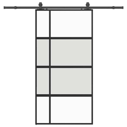 Porta Scorrevole Ferramenta Nera 102,5x205 cm Vetro Temperato