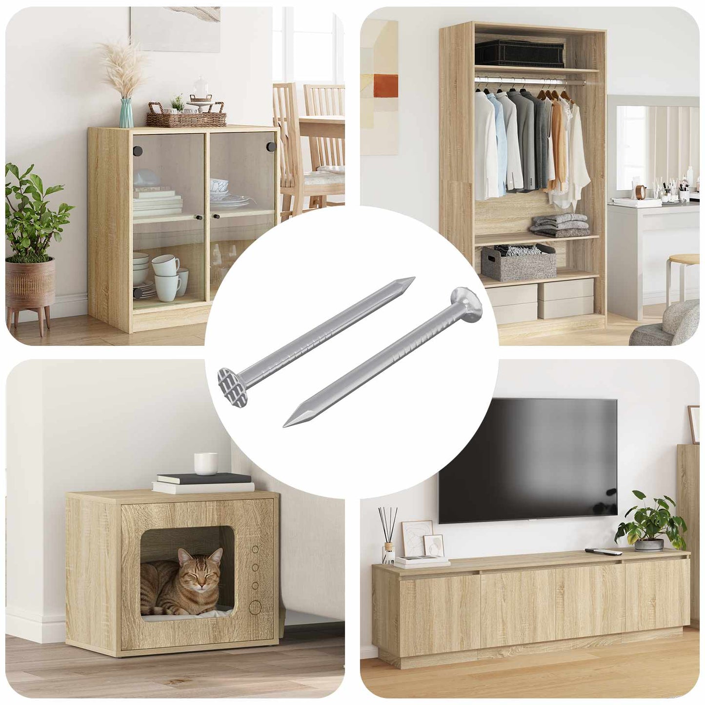 Chiodi per Legno 2 pcs Argento Ã˜ 3 x 15 mm Metallo