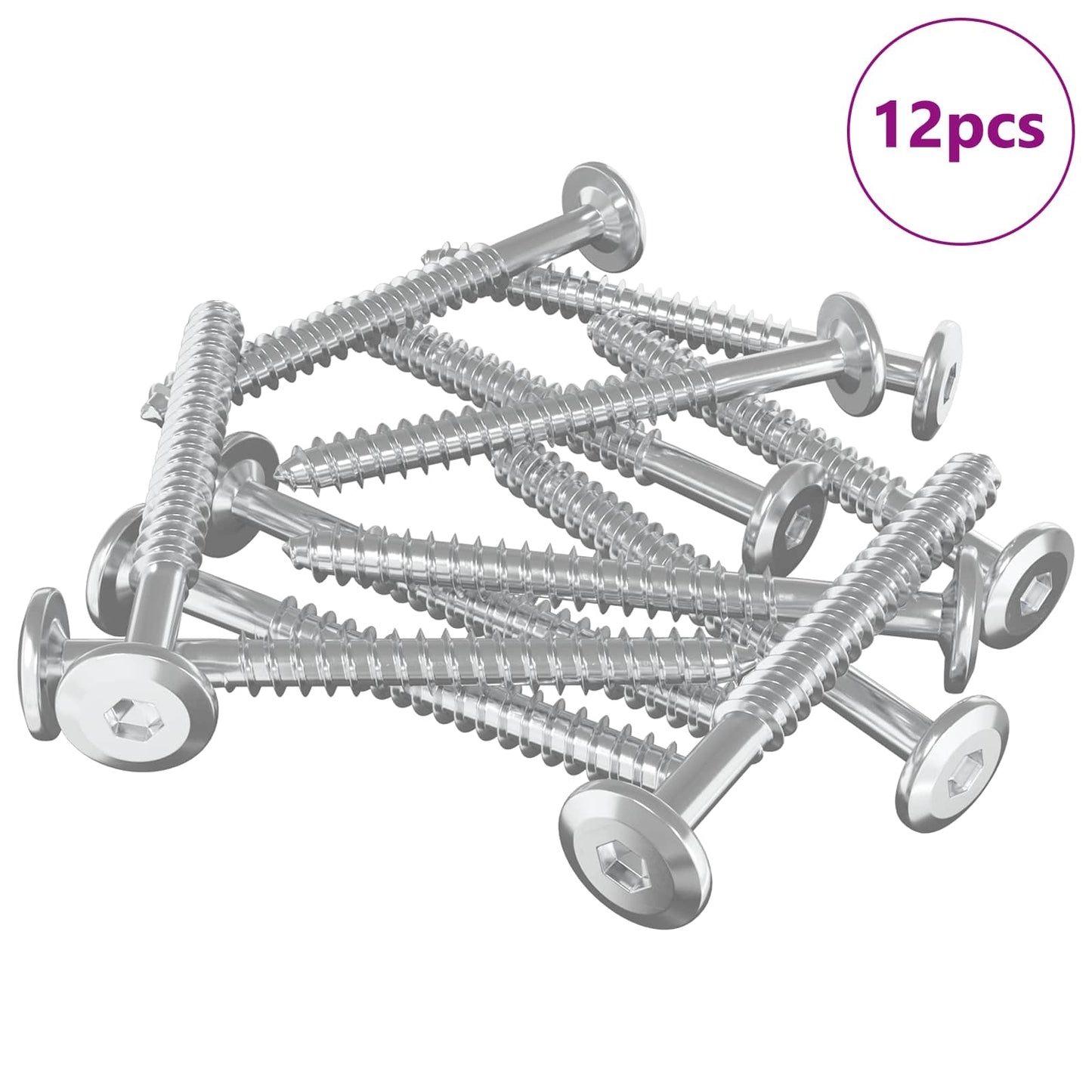 Viti in Legno 12 pcs Argento M6 x 70 mm Acciaio