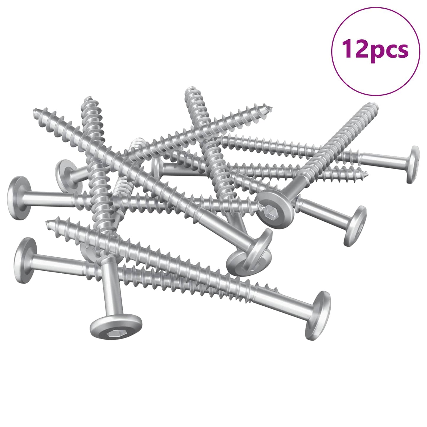 Viti in Legno 12 pcs Argento M6 x 70 mm Acciaio
