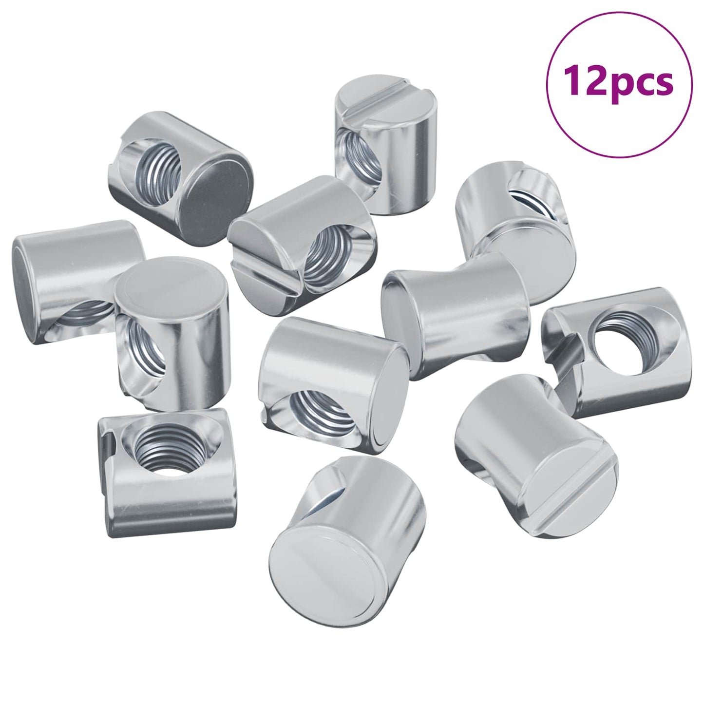 Dadi a tamburo 12 pcs Argento M6 x 12 mm Metallo