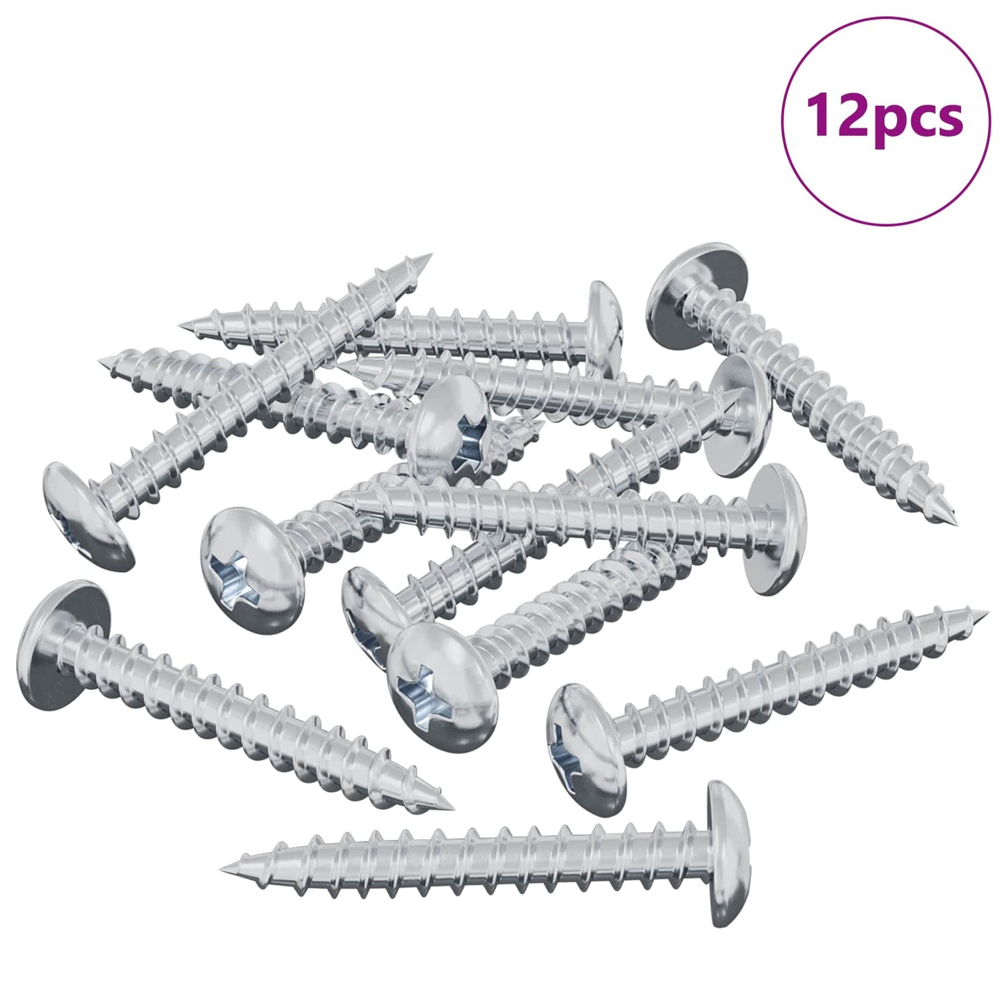 Vite in Legno 12 pcs Argento M4 x 28 mm Ferro