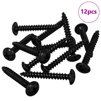 Chiodo Filettato 12 pcs Nero M4 x 28 mm Acciaio