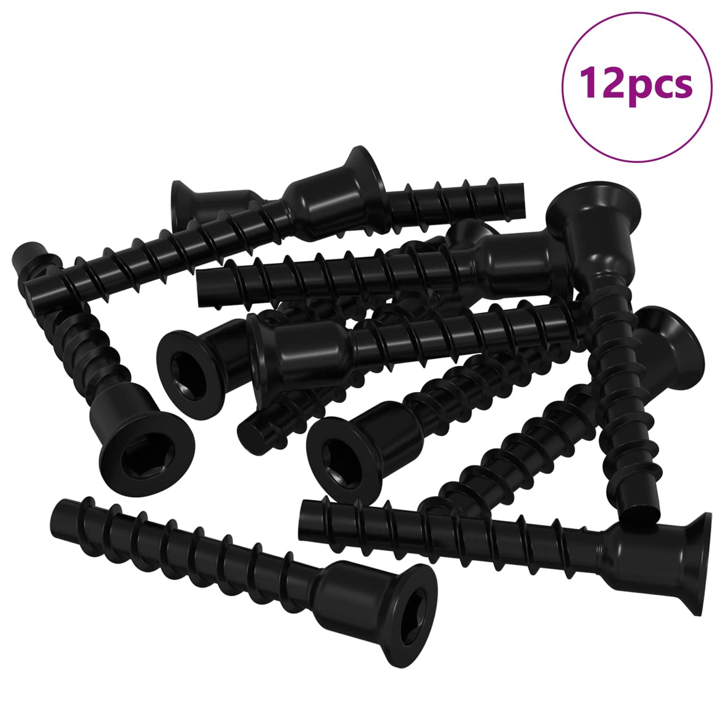 Vite a testa esagonale 12 pcs Nero 7 x 40 mm Ferro