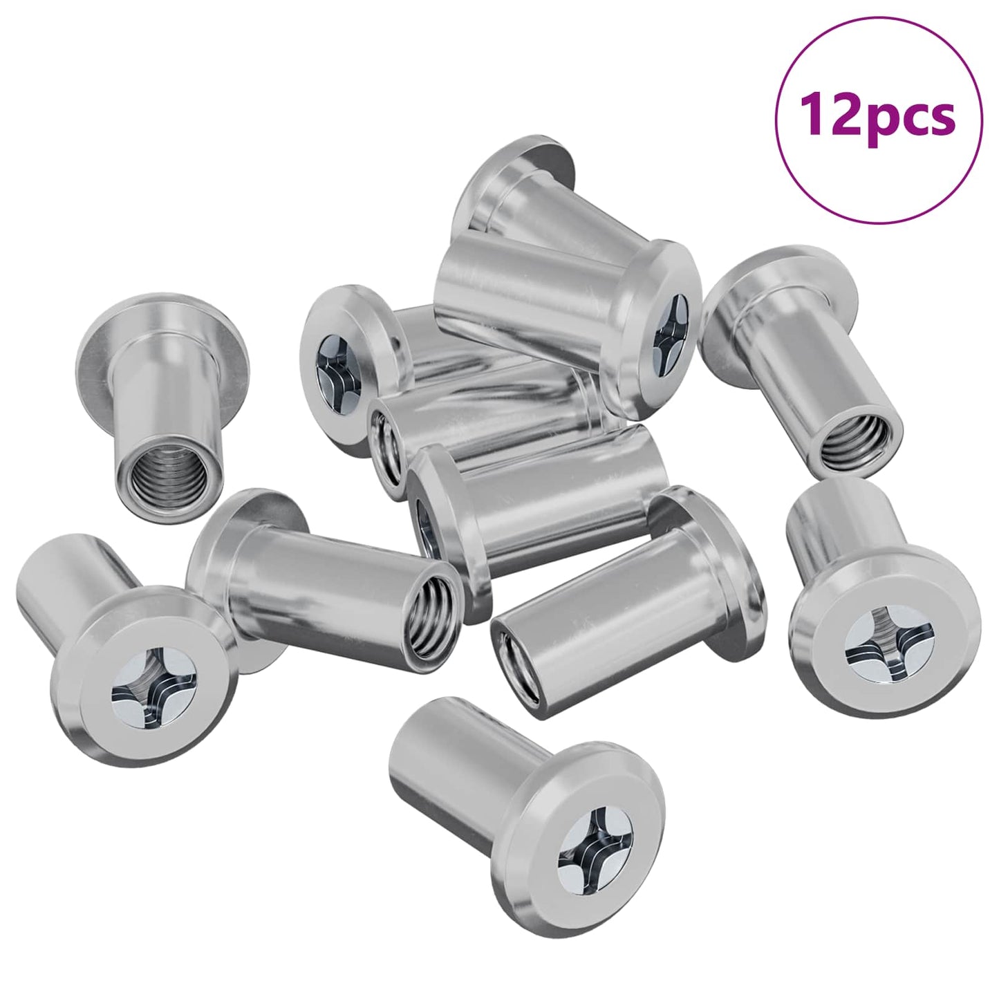 Dado a bloccaggio 12 pcs Argento M6 x 15 mm Acciaio