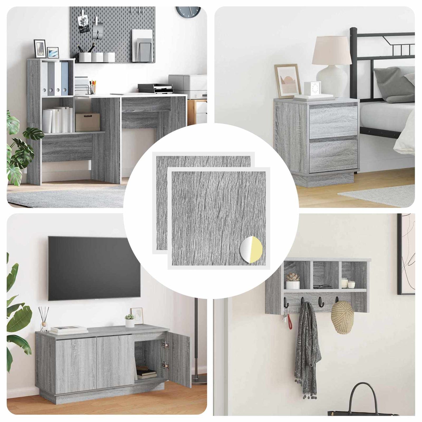 Copertura Vite Adesiva 2 pcs Grigio Sonoma Ã˜ 20 x 0,5 mm