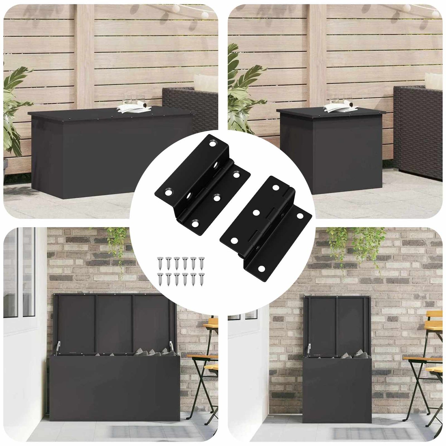 Cerniera 2 pcs Nero 38 x 17 x 60 mm Ferro