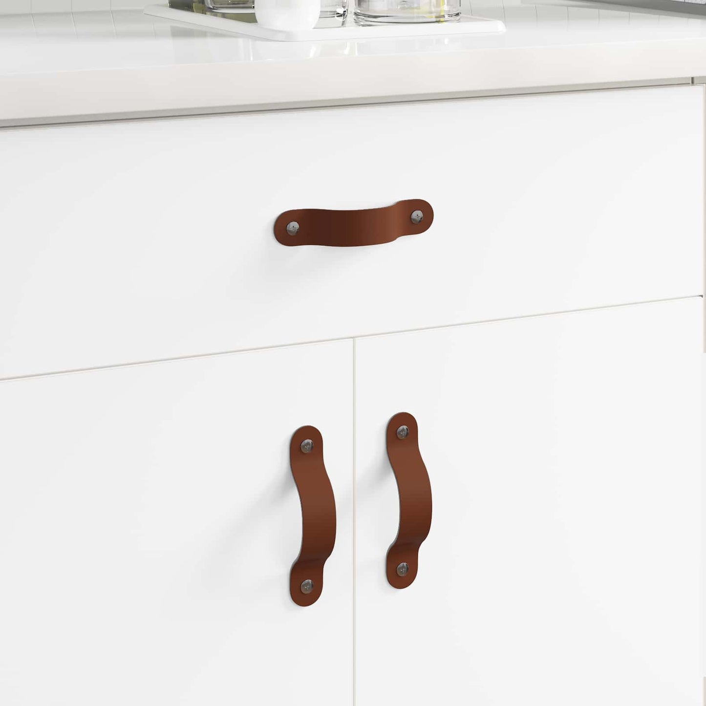 Maniglie per Armadi 2 pcs Marrone 140 x 25 x 2,3 mm PU