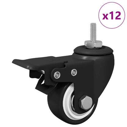 Ruote 12 pcs Nero M6 x 37 mm Ferro e nylon