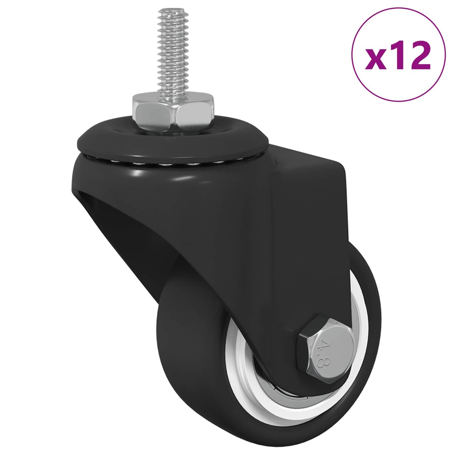 Rullo girevole 12 pcs Nero 40,4 x 40,4 x 19,7 mm Ferro e nylon