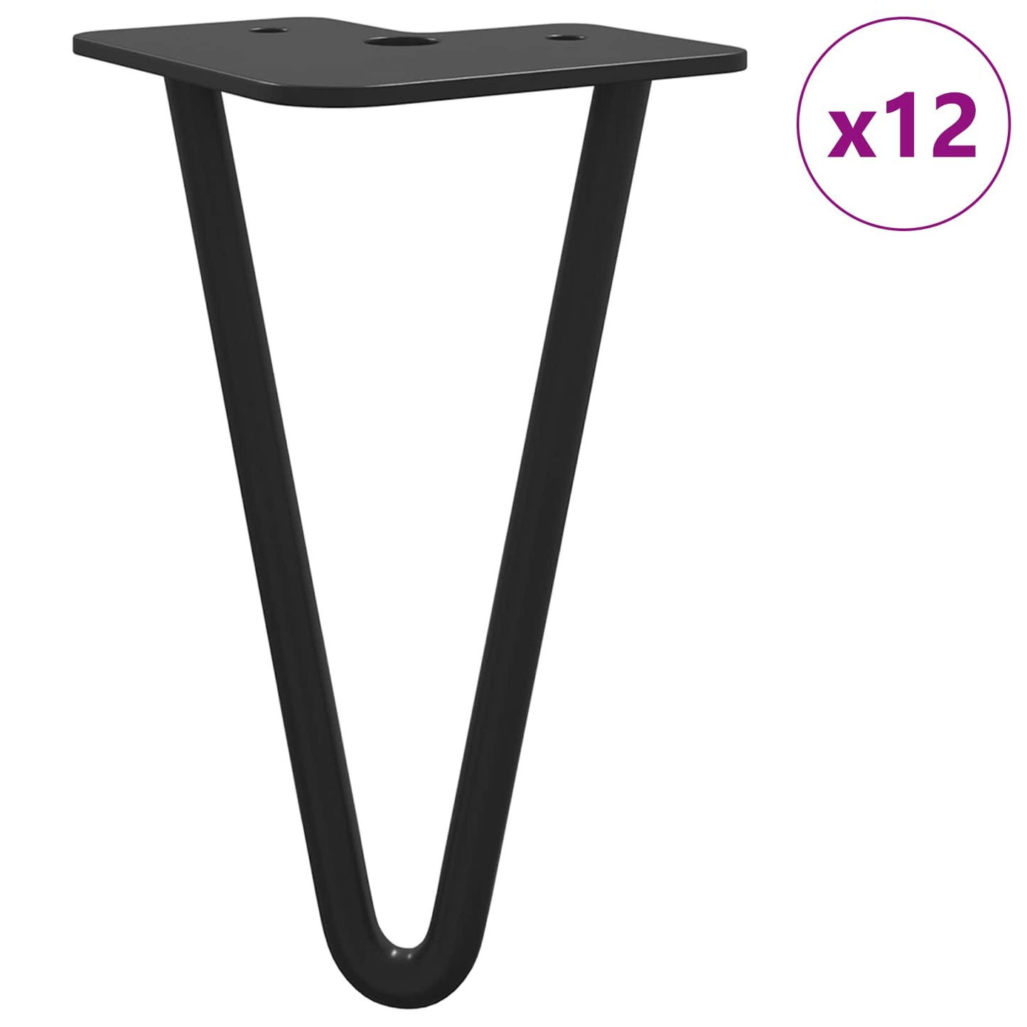 Piedino per mobili 12 pcs Nero 54,1 x 54,1 x 100 mm Ferro