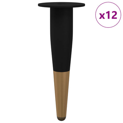Piedini per mobili 12 pcs Nero e Oro Ã˜ 40 x 98 mm Ferro