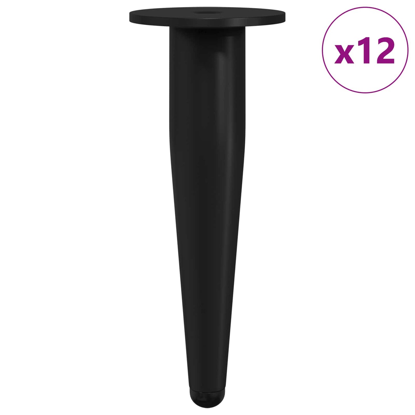 Piedini per mobili 12 pcs Nero Ã˜ 40 x 98 mm Ferro