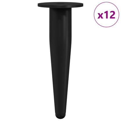 Piedini per mobili 12 pcs Nero Ã˜ 40 x 98 mm Ferro