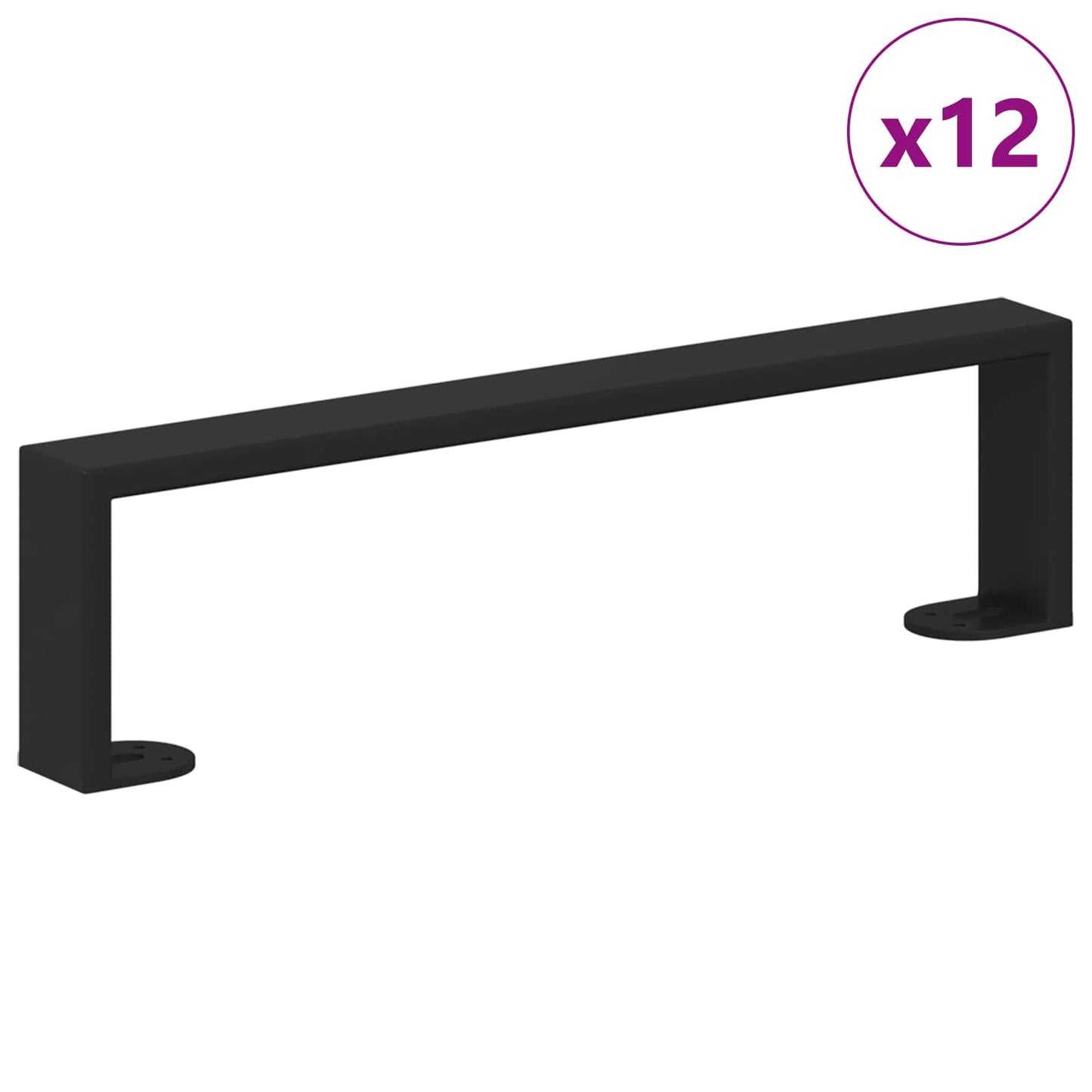 Piedini per mobili 12 pcs Nero 376 x 40,5 x 100 mm Ferro