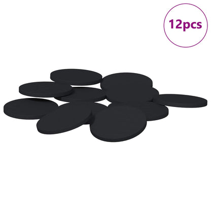 Pannelli per Piedi di Mobili 12 pcs Nero Ã˜ 30 x 2 mm EVA