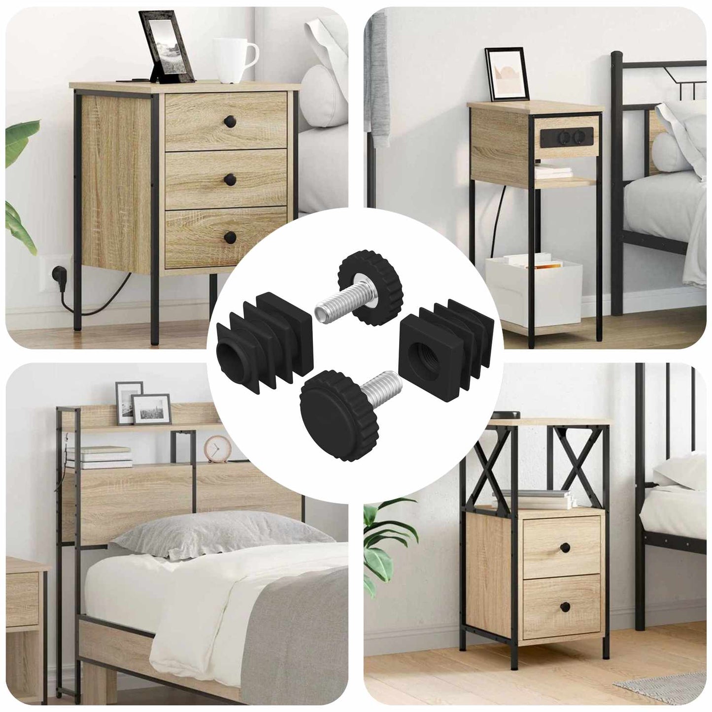 Livellatori per Mobili Regolabile 2 pcs Nero M6 PP