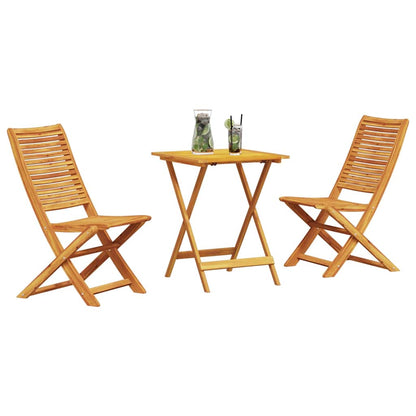 Set Bistro Pieghevole 3 pcs Marrone Legno di Acacia Massello