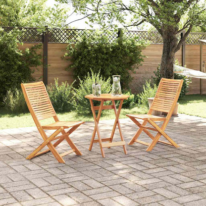 Set Bistro Pieghevole 3 pcs Marrone Legno di Acacia Massello