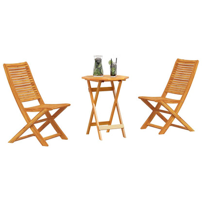 Set Bistro Pieghevole 3 pcs Marrone Legno di Acacia Massello