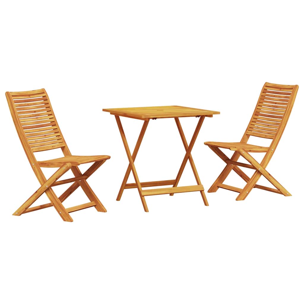 Set Bistro Pieghevole 3 pcs Marrone Legno di Acacia Massello