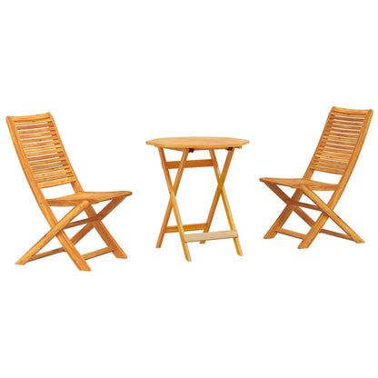 Set Bistro Pieghevole 3 pcs Marrone Legno di Acacia Massello
